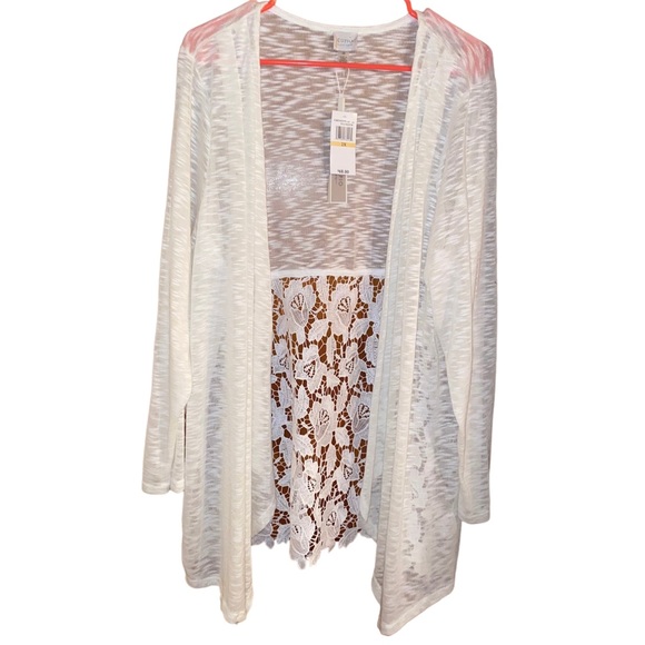 Cupio Sweaters - CUPIO Curvy Woman’s plus White Lace lightweight Cardigan. Size 2X NWT